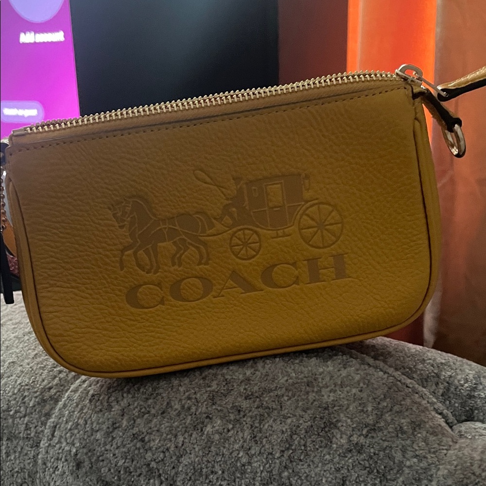 Coach Yellow Leather Wristlet Clutch